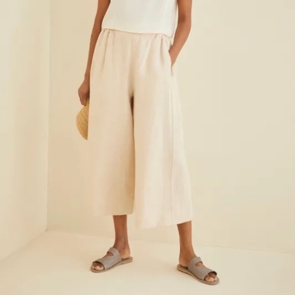 Beaumont Organic Linen Nicole Culottes - bone, size S - Picture 1 of 5